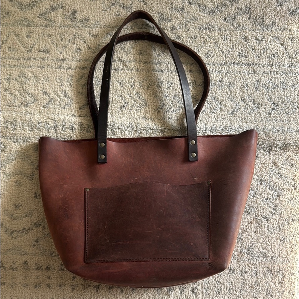 Portland Leather Goods Wine Color Original Hand Made Tote Bag